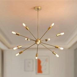 AIGU 12-Lights Chandelier Gold Light Fixture Ceiling Light Fixture Hanging Pendant Lighting Decor Modern Mid Century Brass Light for Living Dining Room Bedroom Kitchen