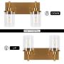 Brass Wall Sconce 2 Light, Bathroom Vanity Light Fixtures Over Mirror Modern Sconces Wall Lighting Gold for Hallway Bedroom Living Room Kitchen with Clear Glass Shade