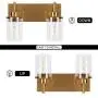 Brass Wall Sconce 2 Light, Bathroom Vanity Light Fixtures Over Mirror Modern Sconces Wall Lighting Gold for Hallway Bedroom Living Room Kitchen with Clear Glass Shade