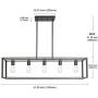 VINLUZ Rectangle Pendant Lighting 5 Lights Oil Rubbed Bronze Farmhouse Kitchen Island Chandeliers, Classic Rustic Ceiling Light Fixtures Hanging for Dining Room Foyer Entryway