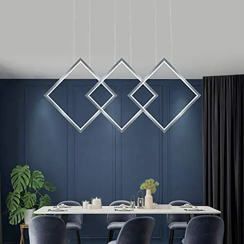 SUNMOO LED Modern Chandelier Pendant Lighting Dimmable Led Hanging Pendant Light for Dining Room Kitchen Bedroom Living Room 84W 6000K Cool Light (Silver) SUNMOO LED Modern Chandelier Pendant Lighting Dimmable Led Hanging Pendant Light for Dining Room Kitchen Bedroom Living Room 84W 6000K Cool Light (Silver)