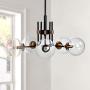 MOTINI 5-Light Sputnik Chandelier with Clear Glass 5LT Modern Pendant Geometric Light Rod Hanging Lighting Indoor 27''x 27''x11'', Black/Brushed Brass
