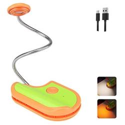 BIGMONAT Rechargeable Book Light for Reading Clip on,Small Amber Reading Light for Kids Students,Portable LED Reading Lamp with 360° Rotary Light Neck,Wireless Reading Light in Bed (Orange)