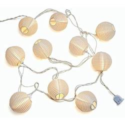 SUNSGNE 8.5Ft Christmas Lantern String Lights:10 Mini Oriental Style White Lanterns Plug in Home & Garden Decorative Lights for Indoor/Outdoor Patio Party Wedding Bedroom Bistro Bar