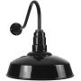 Black ABBA Standard Gooseneck Barn Light Kit | Farmhouse Style Steel Vintage Shade and Gooseneck | 16 Inch Shade and 23 Inch Gooseneck