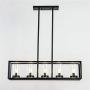 JinYuZe Black 5-Light Kitchen Island Light,Clear Glass Shade Metal Frame Linear Pendant Lighting,Pool Table Light for Living Room Dining Room Bedroom