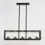JinYuZe Black 5-Light Kitchen Island Light,Clear Glass Shade Metal Frame Linear Pendant Lighting,Pool Table Light for Living Room Dining Room Bedroom