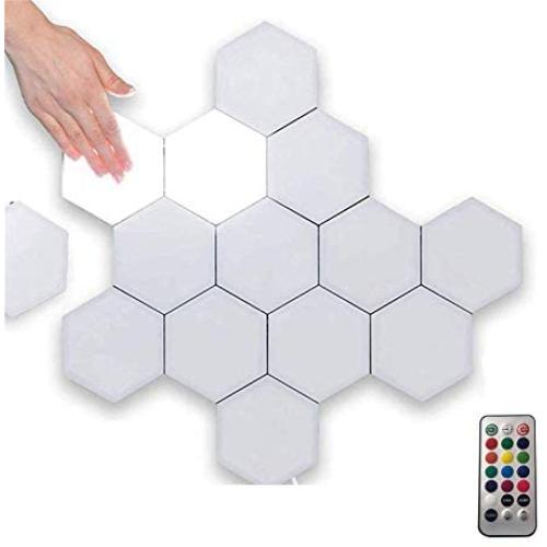 Remote Control Hexagonal Wall Colorful Light, Modular Touch Sensitive Lights with USB Power, Creative Geometry Assembly LED Night Light Suitable for Iiving Room, Bedrooms, DIY Lovers, Gifts (10)