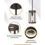Eapudun Farmhouse Pendant Light, 1-Light Metal Wire Cage Hanging Lantern, Matte Black and Wood Finish, PDA1141-FBDT