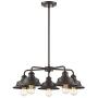 Trade Winds Lighting TW10052ORB 5 Light Vintage Industrial Hanging Ceiling Pendant Chandelier with Metal Shades, 60 Watts, in Oil Rubbed Bronze