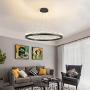 TFCFL Modern LED Crystal Chandelier, 1-Ring Contemporary Pendant Light Warm White Light Adjustable Chain Ceiling Hanging Lights Fixtures for Bedroom Dining Room Living Room (Black)