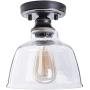 HMVPL Semi Flush Ceiling Lamp, Industrial Glass Close to Ceiling Light Farmhouse Pendant Lighting Fixtures Edison Lights for Kitchen Island Dining Room Bedroom Foyer Hallway Entryway