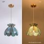 YIFI Deco Pendant Light Brass Vintage Lotus Flower Adjustable Ceiling Pendant Light for Kitchen Island Dining Room Bedroom Living Room, Emerald