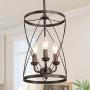 ISURAUL Industrial Chandeliers Foyer Pendant Light Hanging Fixture for Dining Room, Adjustable Height, Bronze Finish with Thin Metal Shade