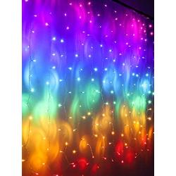 Rainbow Fairy String Curtain Lights with Fully Dimmable Touch Switch, Hanging LED Icicle Rainbow Lights Curtain for Girls Bedroom, Teen Room, Kids Room, Unicorn Room, Birthday, Holiday Décor (Rainbow)