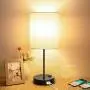 Touch Control Table Lamp, USB Touch Lamp with AC Outlet, 3 Way Dimmable Bedside Nightstand Lamp, LED Desk Lamp USB Reading Lamp Modern Lamp for Bedroom Living Room Office(Bulb Included)