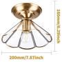 Gaze Vintage Brass Semi Flush Mount Ceiling Light (6.29'' H) Clear Glass Cone Shape Ceiling Lamp for Bedroom,Living Room,Foyer,Hallway,Entrance