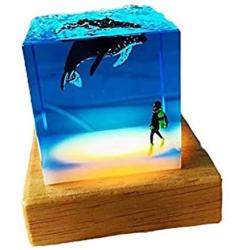 Shark Night Light,Cube Shark Diver Night Lamp Novelty Gift for Children for Living Rooms and Bedrooms Decor