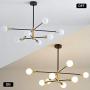 Sputnik Chandelier Mid Century Modern Industrial E26 LED Pendant Lighting Chandeliers Ceiling Light Fixture Black and Gold Light for Living Room,Kitchen,Bedroom,Dining Room and Farmhouse