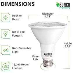 Sunco Lighting PAR38 LED Bulb with Dusk-to-Dawn Photocell Sensor, 15W=120W, 5000K Daylight, 1250 LM, Auto On/Off, Security Spot Light Indoor/Outdoor - UL