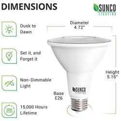 Sunco Lighting PAR38 LED Bulb with Dusk-to-Dawn Photocell Sensor, 15W=120W, 2700K Soft White, 1250 LM, Auto On/Off, Security Spot Light Indoor/Outdoor - UL