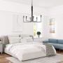 Kitchen Island Lighting, Ceiling Lights, Black Modern Chandelier Over Dining Room Hanging, 6-Light Farmhouse Light Fixture for Living Room, Foyer, Entryway, Bedroom