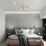 TopJiä Industrial Sputnik Chandelier,Modern Vintage Iron Metal Pendant Lighting Acrylic Light Shade Bedroom Living Room Dining Room Office Ceiling Decorative Light Fixture Gold 6light-Warm Light