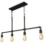 Farmhouse Light Fixture, Black Linear Chandelier in Rustic Iron Water Pipe Finish, 44'' Pendant Lighting for Kitchen Island, Foyer, Dining Room