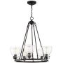 Bellis Bronze Wagon Wheel Pendant Chandelier 24 1/2'' Wide Modern Industrial Clear Glass 5-Light Fixture for Dining Room House Foyer Kitchen Island Entryway Bedroom Living Room - Possini Euro Design