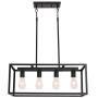 VINLUZ 4 Light Kitchen Island Pendant Light Black Modern Chandelier Industrial Ceiling Hanging Light Fixture for Dining Room Corridor Cafe