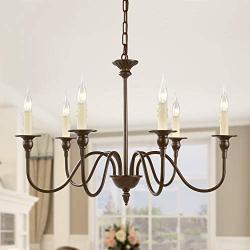 LNC A02995 25.6'' Farmhouse Chandelier 6-Light Fixture for Dining & Living Room, Foyer, Entryway and Bedroom, (Oil Rubbed Brown)