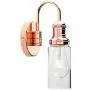Permo Industrial Vintage Gooseneck Wall Mount Single Sconce with 3.1'' Cylindrical Clear Glass Shade Wall Sconce Light Lamp Fixture (Copper)