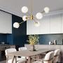 BOKT Mid Century Modern Chandelier 6 Lights Magic Bean Molecular Chandelier Globe Chandeliers Light Fixture for Living Room Restaurant Kitchen Island E26 Base (Gold, 6 Lights)