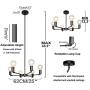 BAODEN 6 Lights Fixture Modern Matte Black Sputnik Chandelier Mid Century Pendant Light Industrial Semi Flush Mount Hanging Lamps for Dining Bedroom Kitchen Lighting