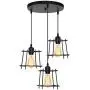 HAITRAL 3-Light Industrial Kitchen Light Fixtures, Geometric Hanging Chandelier for Dining Room, Black Metal Adjustable Pendant Light Fixtures for Living Room