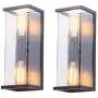 VILUXY Contemporary Outdoor Indoor Glass Wall sconces Matte Black Finish Wall Lamp for Entryway, Porch, Doorway, Living Room, Hallway, Cafe, Stair, Restaurant 2 Pack