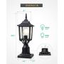 BEEZOK Exterior Lantern Outdoor Post Light - 2 Pack Post Lighting, Matt Black Pillar Lamp Fixtures with Water Rippled Glass for Patio Porch Garden Decor