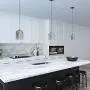 Henn&Hart PD0031 Modern 1 Contemporary Style Smoked Nickel Glass with for, Kitchen, Dining, Living Room, Foyer Pendant Light, One Size, Silver