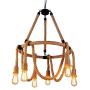 LAKIQ 6 Lights Hemp Rope Hanging Ceiling Light Vintage Pendant Lights Chandelier Light Fixture Rustic Art Deco for Living Room Dining Room Kitchen Restaurant