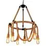 LAKIQ 6 Lights Hemp Rope Hanging Ceiling Light Vintage Pendant Lights Chandelier Light Fixture Rustic Art Deco for Living Room Dining Room Kitchen Restaurant