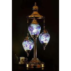 Marrakech 3 Globe Turkish Table Lamp Tiffany Style Mosaic Glass Moroccan Lantern Bedside Light for Living Room Bedroom (2)