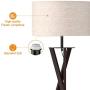 LEPOWER Wood Tripod Floor Lamp, Modern Design Standing Lamp, Mid Century Studying Light for Living Room, Bedroom and Office, Flaxen Lamp Shade with E26 Lamp Base