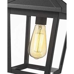 Zeyu Outdoor Pendant Light, Exterior Hanging Light Ceiling Lantern for Hallway Porch, Black Finish with Clear Glass, 20076H