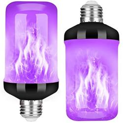 Y- STOP LED Flame Effect Fire Light Bulb, Upgraded 4 Modes Flickering Fire Christmas Decorations Lights, E26 Base Flame Bulb with Upside Down Effect (Purple 2 Pack)