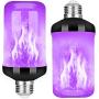 Y- STOP LED Flame Effect Fire Light Bulb, Upgraded 4 Modes Flickering Fire Christmas Decorations Lights, E26 Base Flame Bulb with Upside Down Effect (Purple 2 Pack)