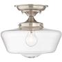 Schoolhouse Floating Ceiling Light Semi Flush Mount Fixture Brushed Nickel 12'' Wide Clear Glass for Bedroom Kitchen Living Room Hallway Bathroom - Regency Hill Schoolhouse Floating Ceiling Light Semi Flush Mount Fixture Brushed Nickel 12'' Wide Clear Glass for Bedroom Kitchen Living Room Hallway Bathroom - Regency Hill