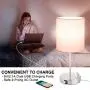 Touch Control Table Lamp, 3 Way Dimmable Modern USB Desk Lamp with 2 Fast Charging Ports and AC Outlet, Bedside Nightstand Lamp for Bedroom, Living Room, Office, ST64 6W 4000K LED Bulb Included