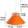 Pendant Light, Ceiling Hanging Pendant Lights, Umbrella Shade Vintage Classic Industrial Lamp Shade for Dining Room/Kitchen Island/Living Room(Orange)