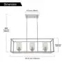 VINLUZ 3 Light Kitchen Island Pendant Lighting in Chrome Finish with Clear Glass Shade Linear Iron Ceiling Ligh Fixture Adjustable Hanging