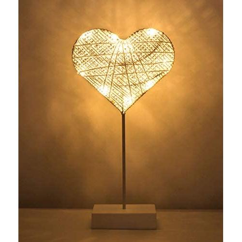 Lewondr Table Lamp, Battery Powered Heart Shape Bedside Light Desk Lamp LED Christmas Decorative Lamp Winding Iron Frame Plastic Base Warm White Bright Light Home Bedroom Romantic Decoration - White Lewondr Table Lamp, Battery Powered Heart Shape Bedside Light Desk Lamp LED Christmas Decorative Lamp Winding Iron Frame Plastic Base Warm White Bright Light Home Bedroom Romantic Decoration - White